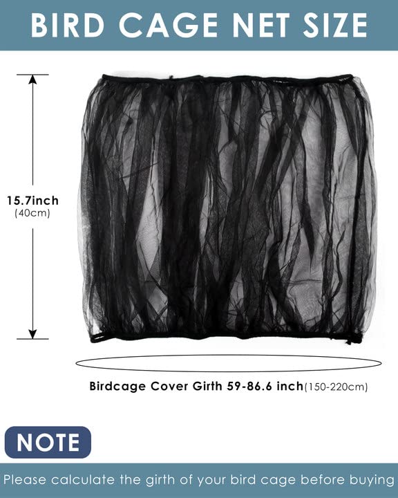 Bissap Bird Cage Seed Catcher, Universal Birdcage Net Nylon Adjustable Elastic Band Stretchy Skirts Mesh Cover for Parrot Cage S